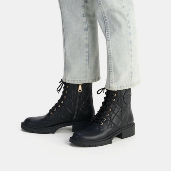 Coach Black Quilted Combat Boots - Picture 1 of 13